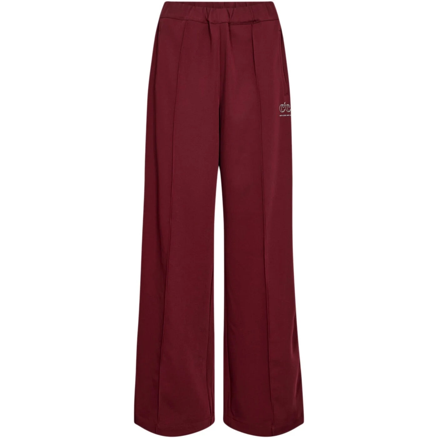 Co'couture Amina Wide-Leg-Bundfaltenhose – Burgund