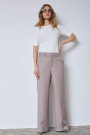 Co'couture Matty Wide-Leg-Hose mit Wellennaht – Nerzbraun