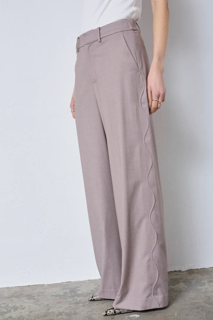 Co'couture Matty Wide-Leg-Hose mit Wellennaht – Nerzbraun