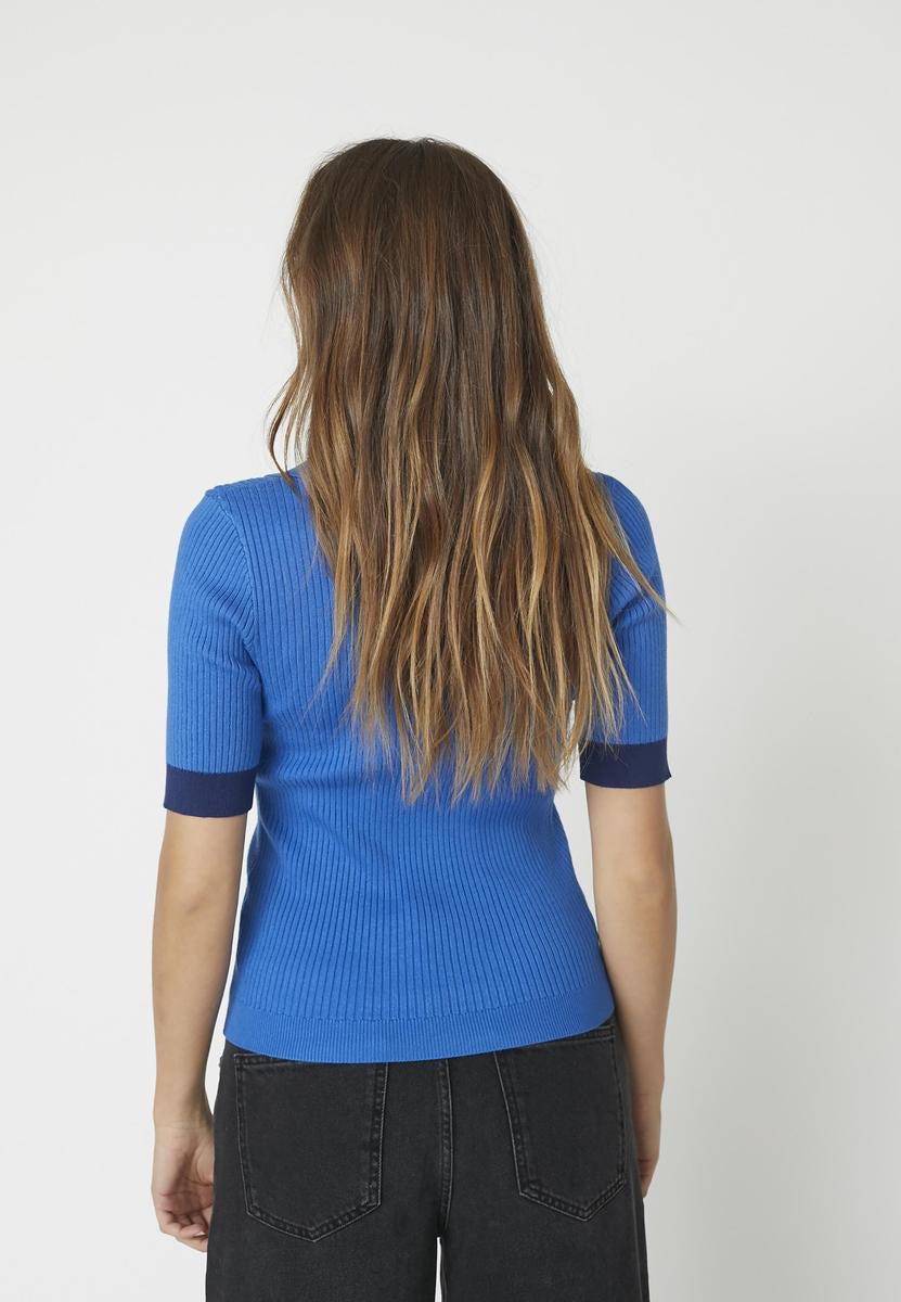 Co'couture Bonny CC Kurzarm-Polostricktop – Blau