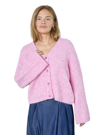 Co'couture Charlie Strickjacke mit V-Ausschnitt – Zartrosa