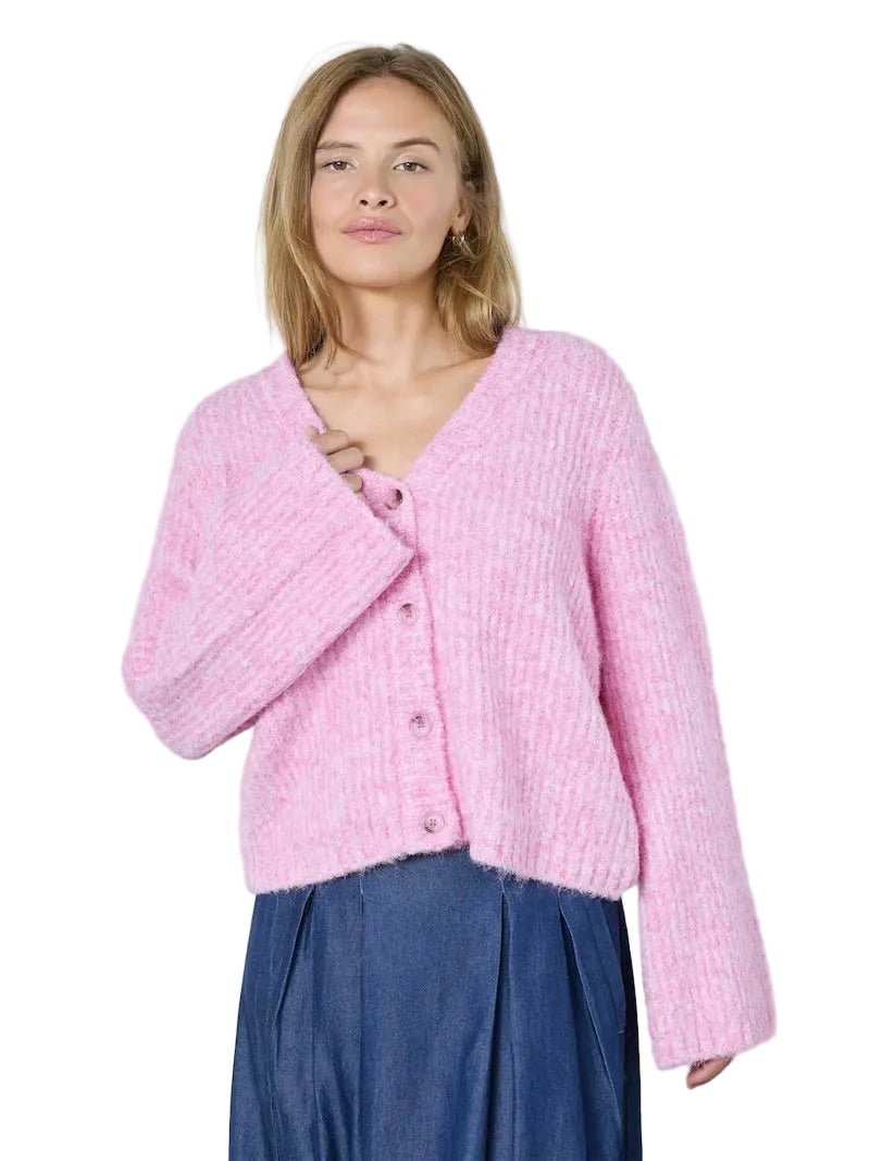 Co'couture Charlie Strickjacke mit V-Ausschnitt – Zartrosa