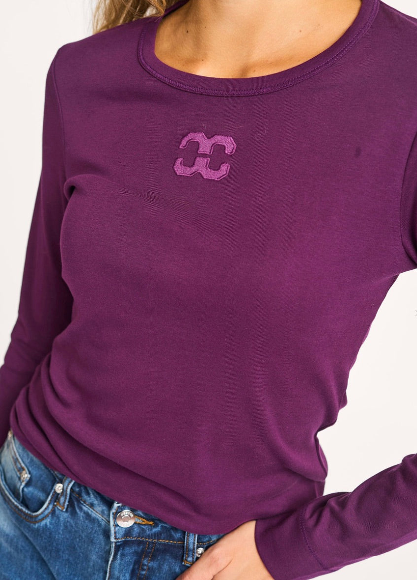 Co'couture Granny Bio-Baumwoll-Logoshirt – Pflaume