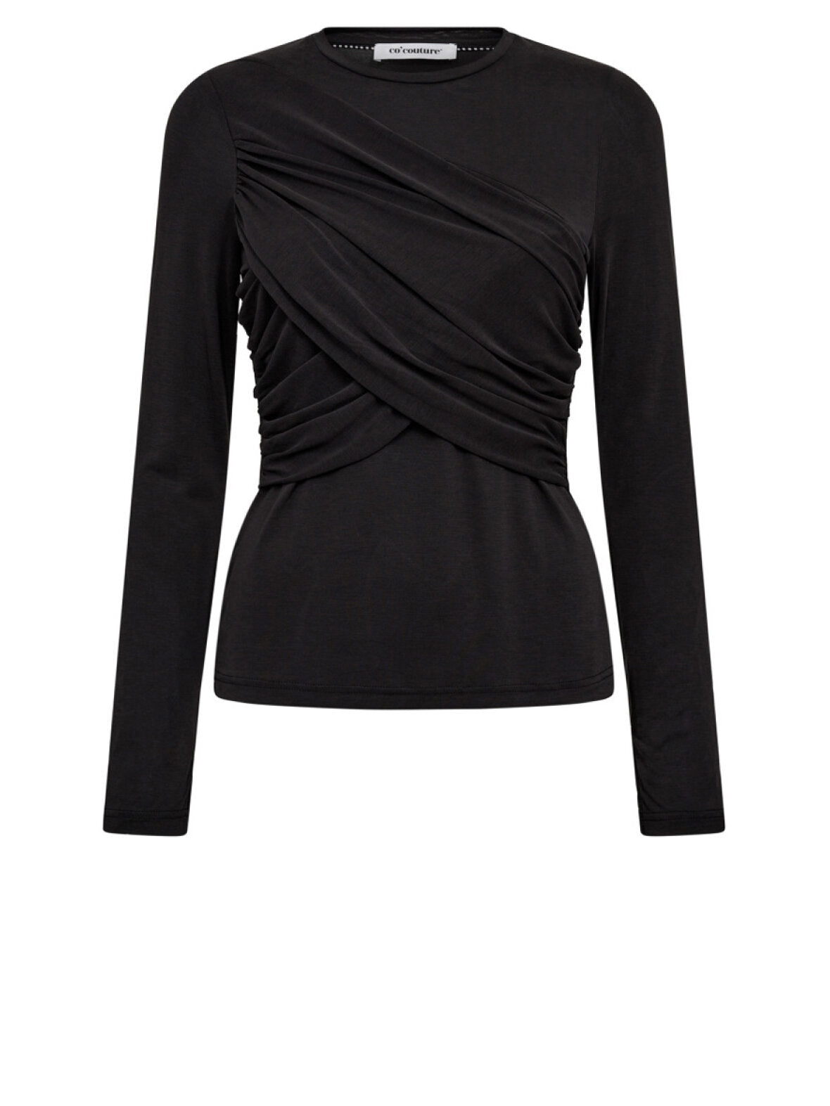 Co'couture Camilla CC Drape LS Bluse – Schwarz