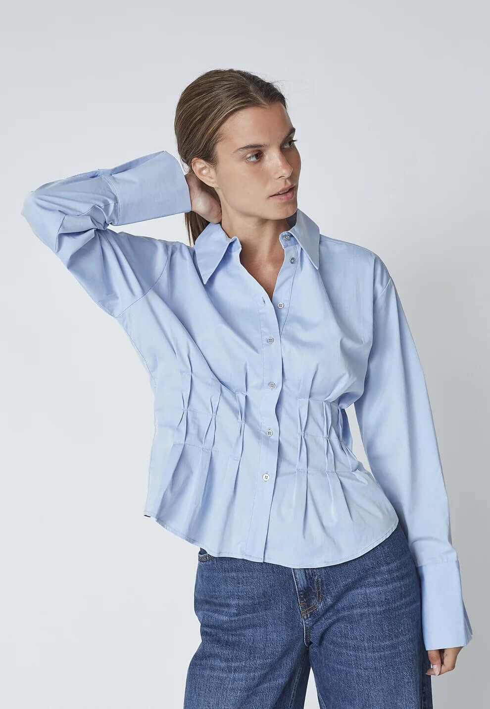 Co'couture Poppy CC Plisseehemd – Hellblau