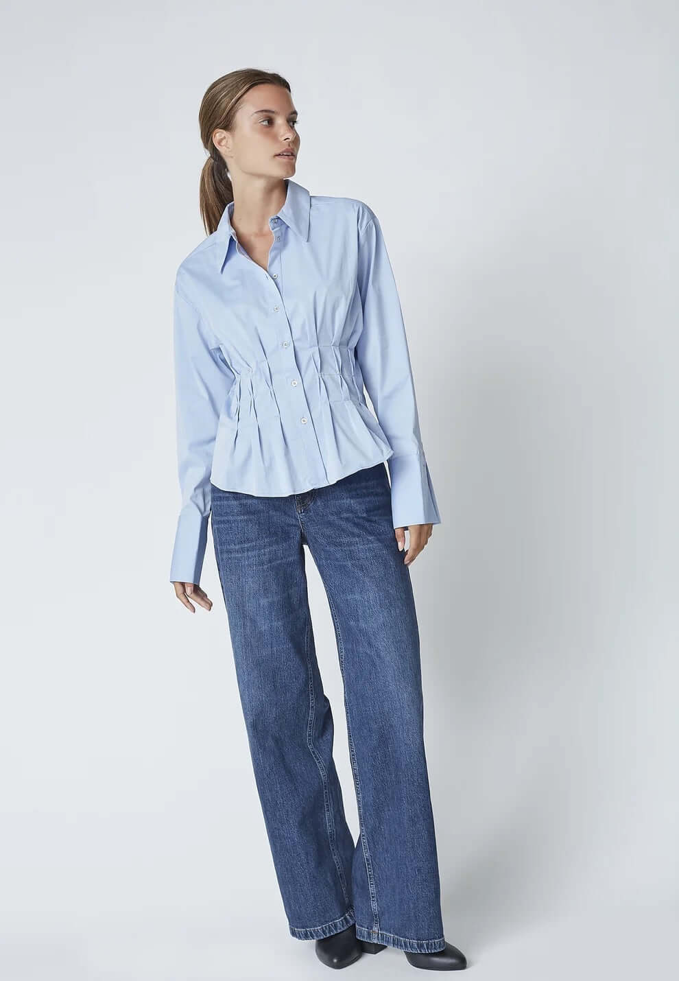 Co'couture Poppy CC Plisseehemd – Hellblau