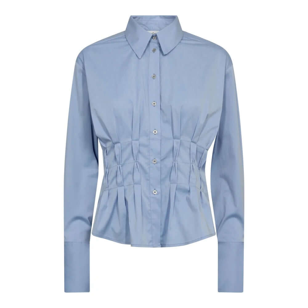 Co'couture Poppy CC Plisseehemd – Hellblau