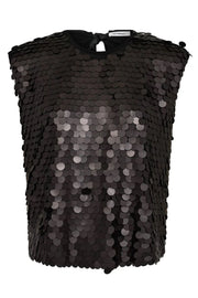 Co'couture Maxi CC Pailletten-Schleifen-Top – Schwarz