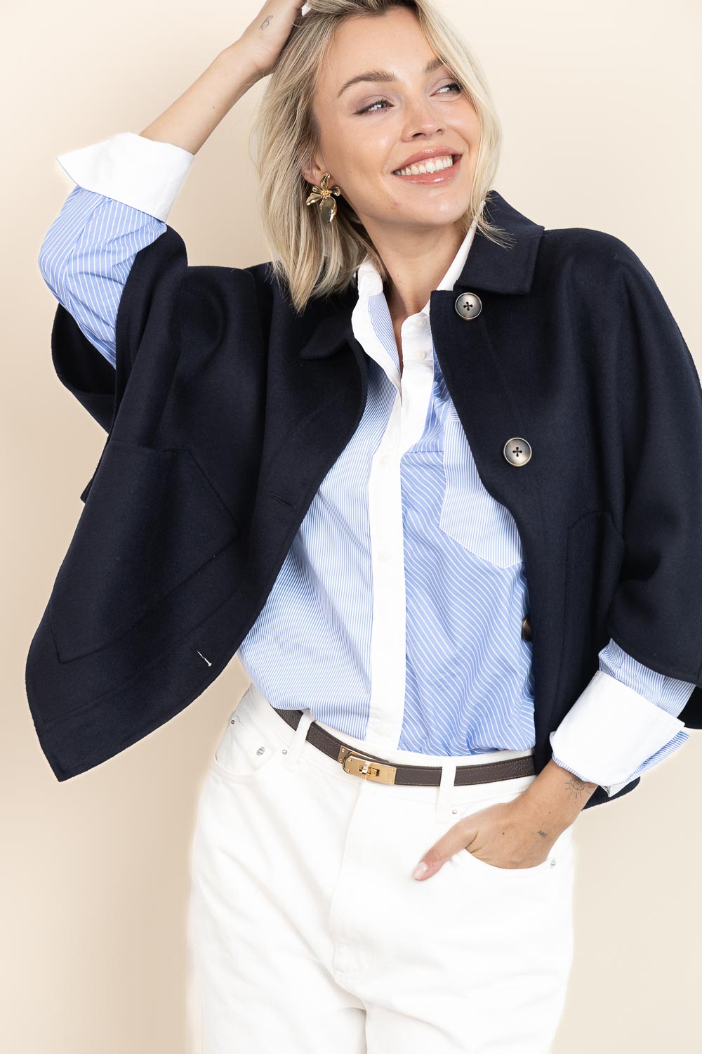 Co'couture Suri gestreiftes Oversize-Hemd – Blaumix