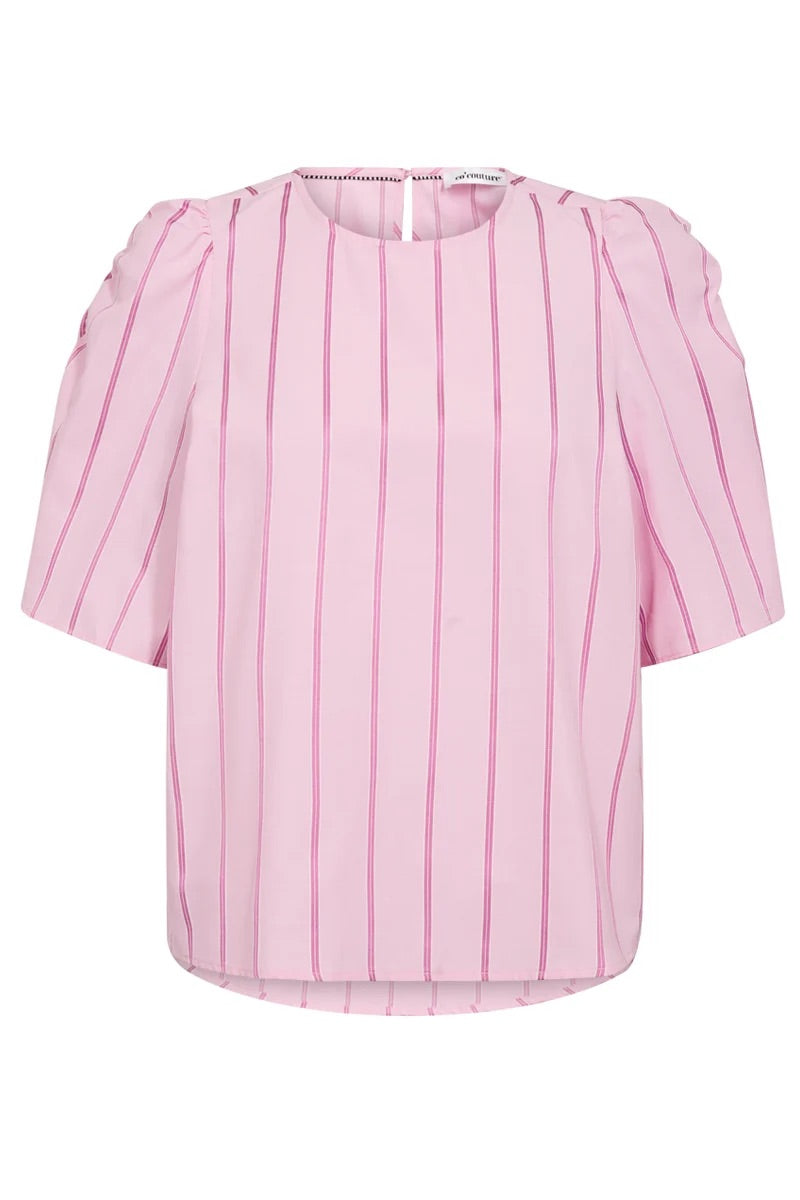 Co'couture Rosalina CC Kurzarm-Streifenbluse – Zartrosa