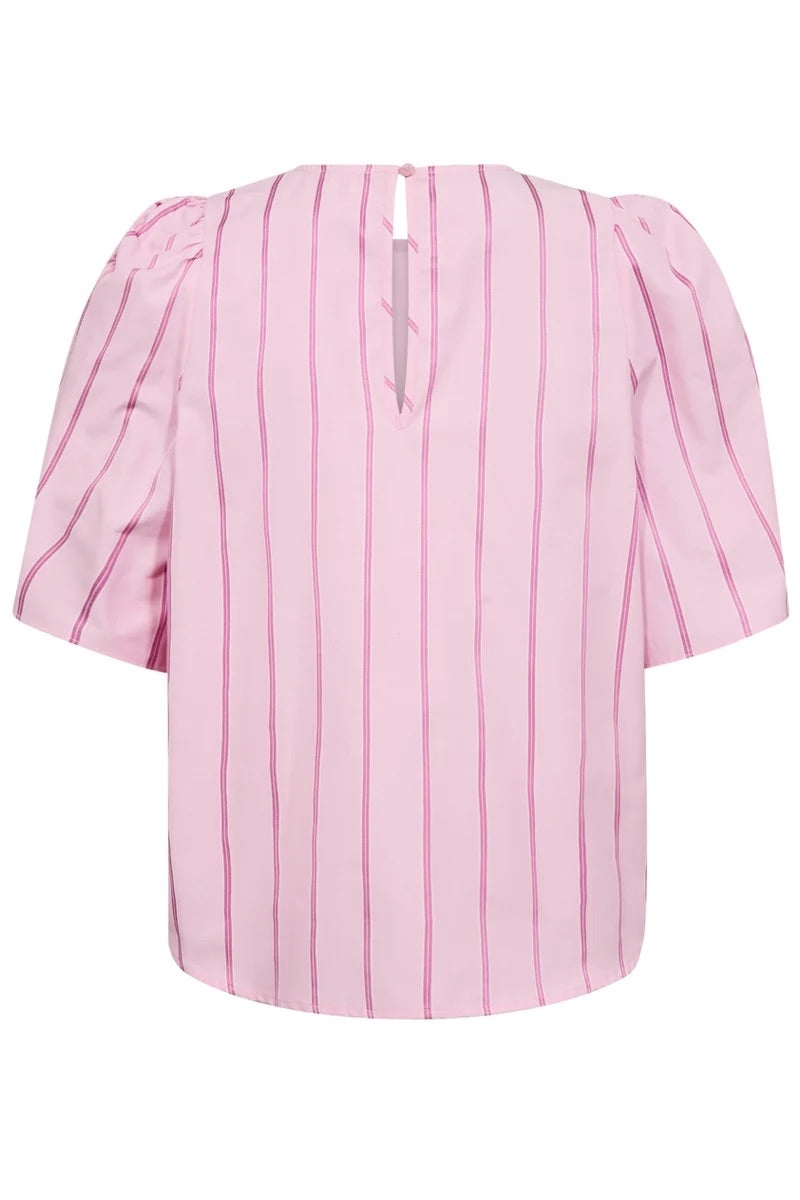 Co'couture Rosalina CC Kurzarm-Streifenbluse – Zartrosa