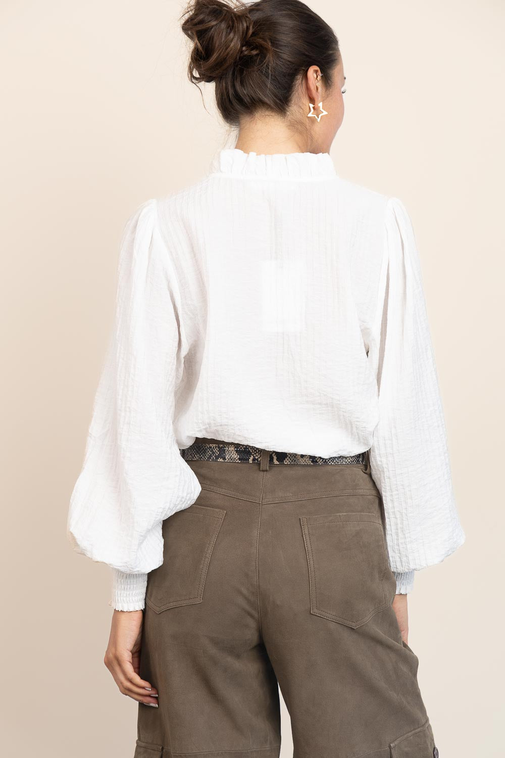 Co’couture Shina CC Rüschen Viskose-Bluse – Naturweiß