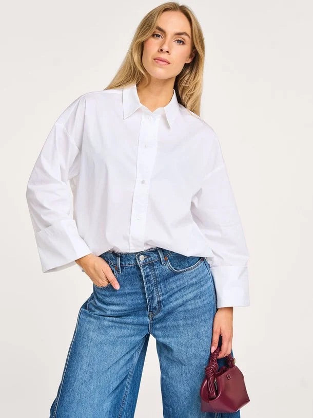 Co’couture Hina Hemdbluse mit weiten Ärmelbündchen – Weiß