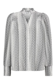 Co'couture Olly CC Langarmbluse mit V-Ausschnitt – Off-White