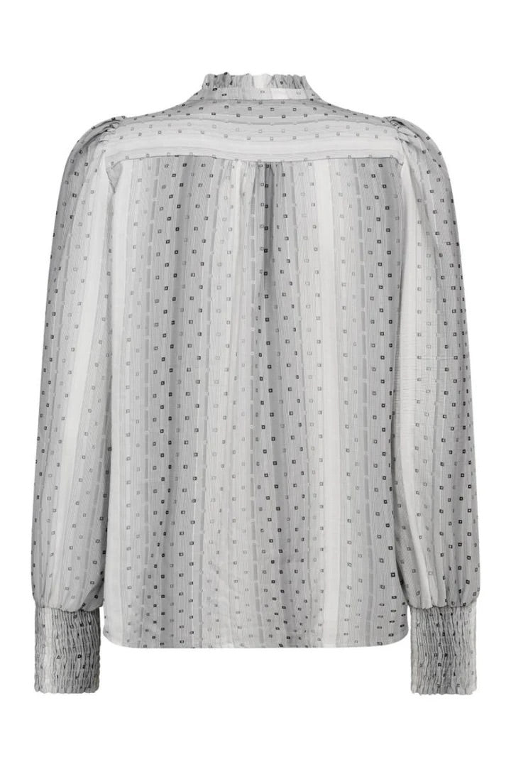 Co'couture Olly CC Langarmbluse mit V-Ausschnitt – Off-White
