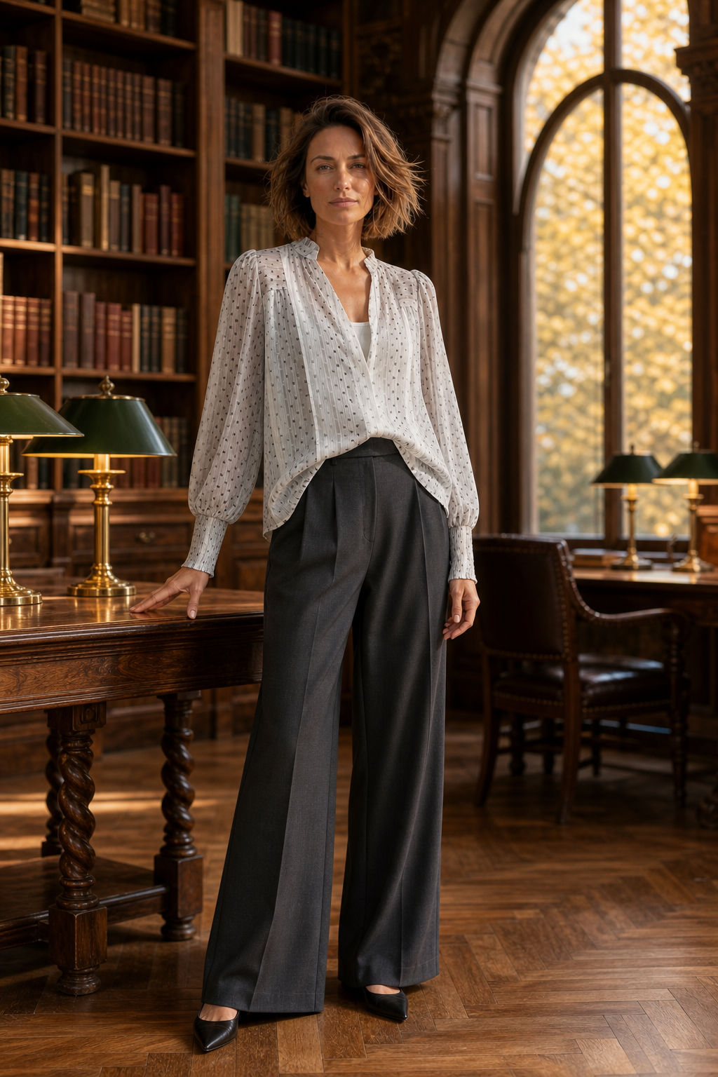 Co'couture Olly CC Langarmbluse mit V-Ausschnitt – Off-White