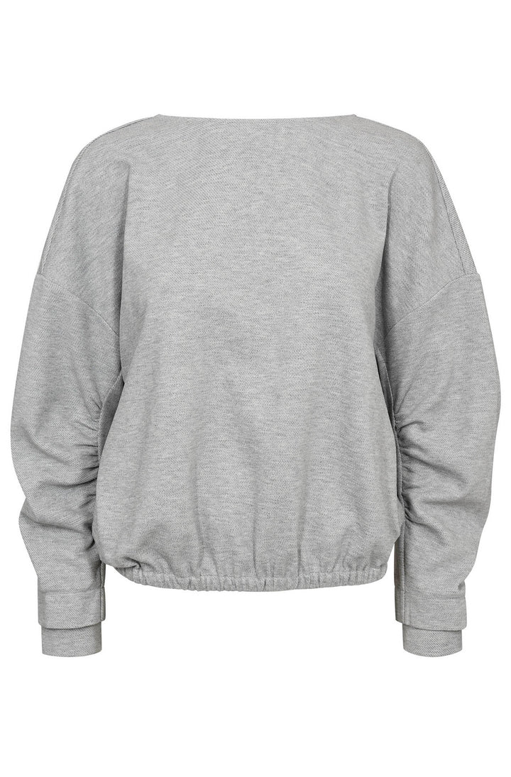 Co'couture Dengi Sweatshirt mit offenem Rücken – Graumelange