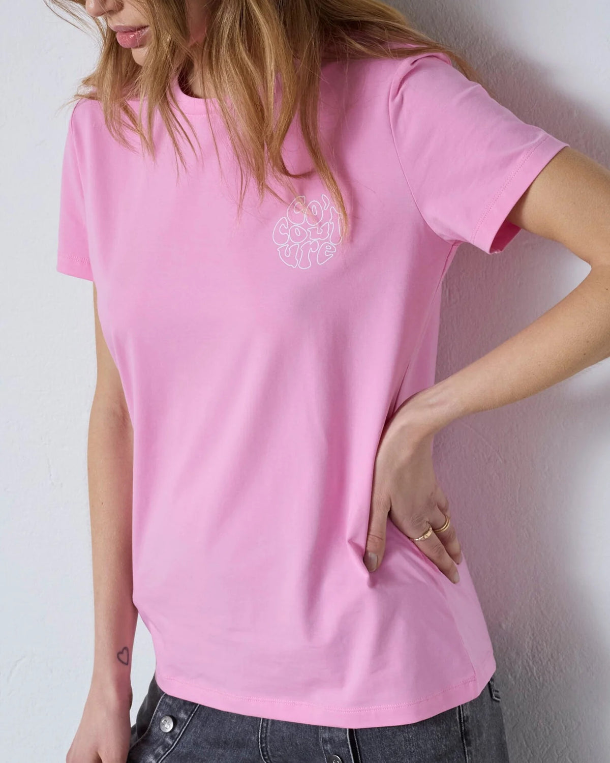 Co'couture Petite CC Logo-T-Shirt – Zuckerwattenrosa