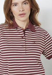 Co'couture Hayes CC Kurzarm-Poloshirt – weinrot gestreift