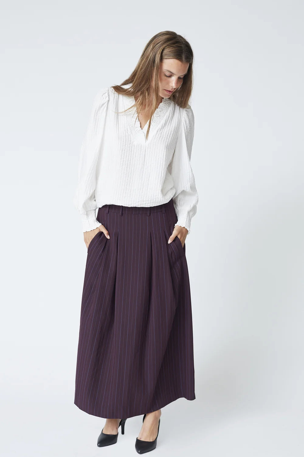Co'couture Anya CC Trinny Plisseerock – Pflaume