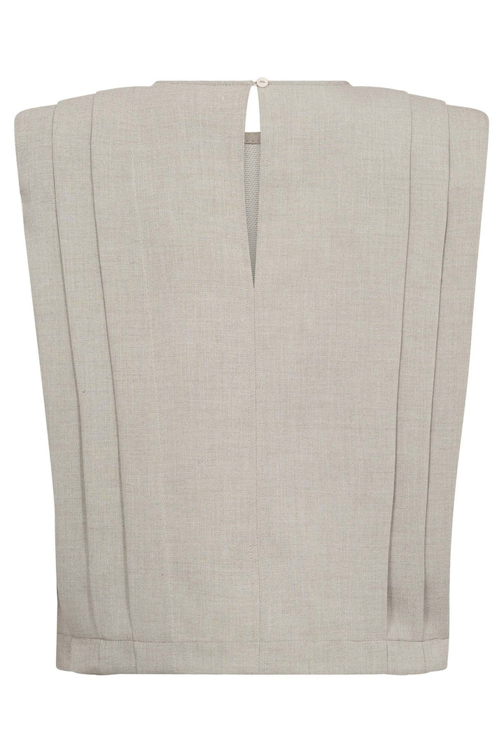 Co'couture Mava CC Padded Pleat Kurzarmtop – Cremeweiß