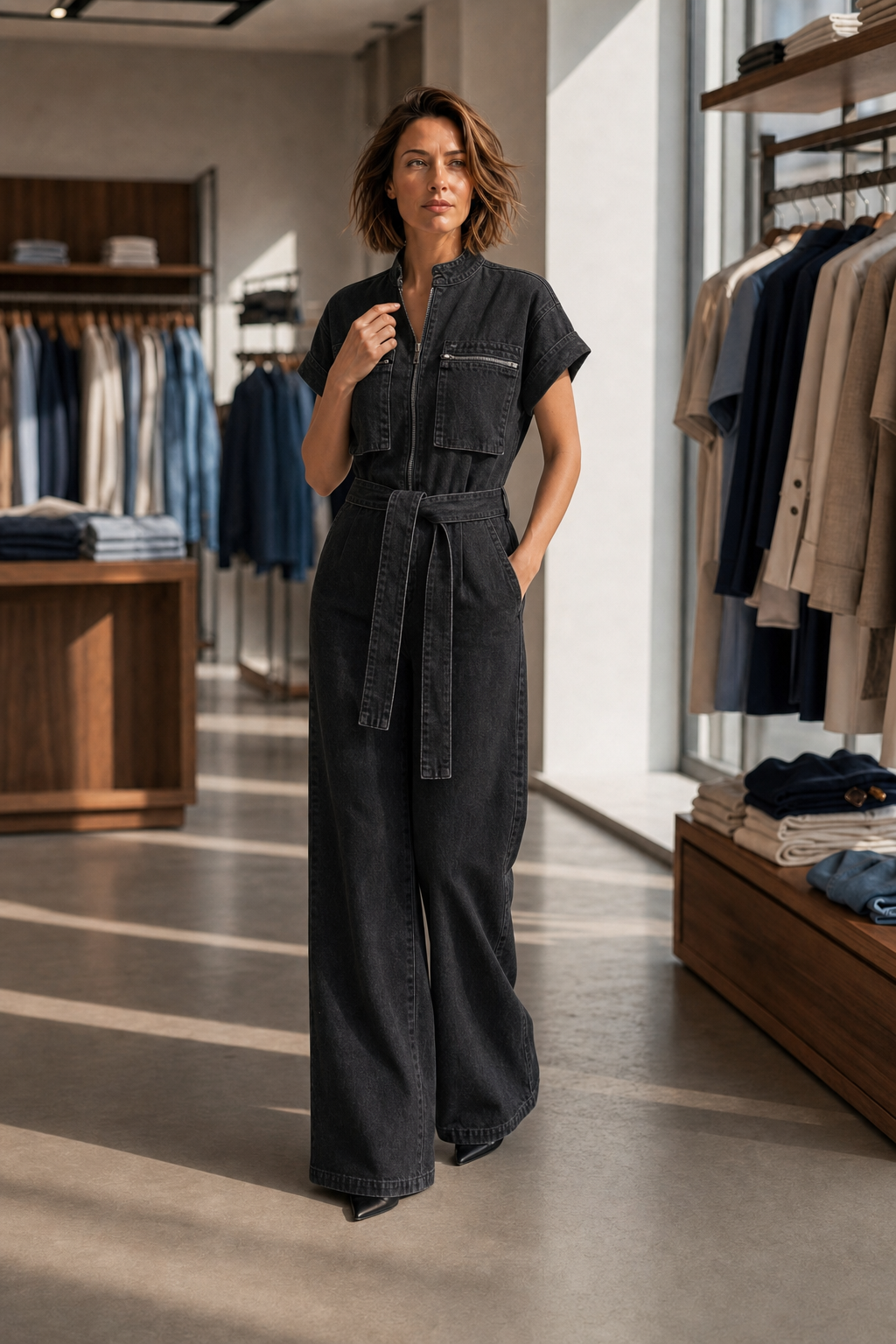 Co'couture Pancy CC Jumpsuit mit Reißverschluss – Schwarz