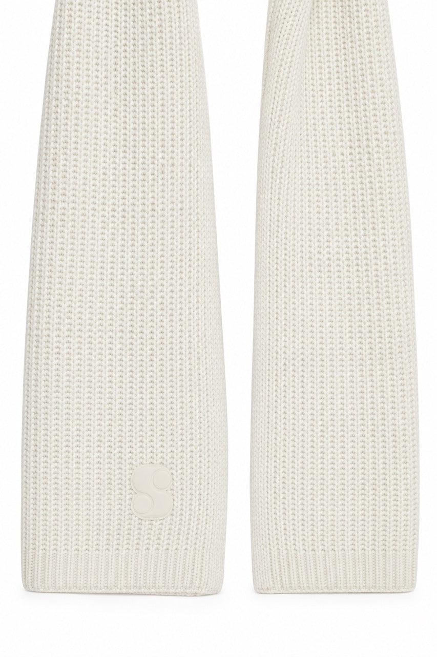 s.Oliver Women's Cotton-Blend Knitted Scarf – Cream