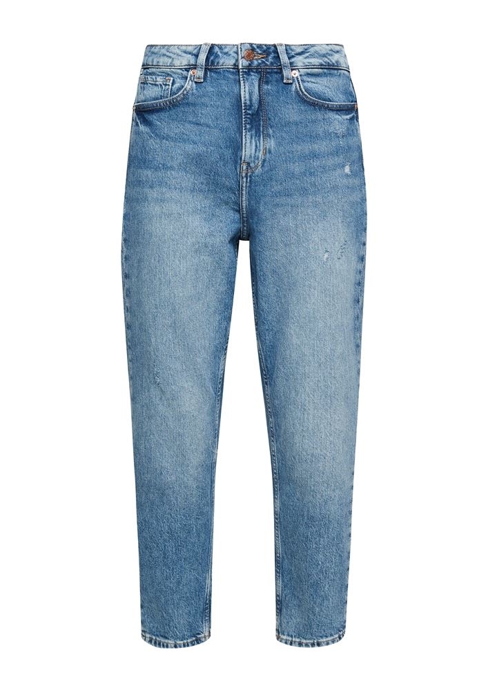QS by s.Oliver Mom Jeans Ankle – Blue, women's fashion denim, relaxed fit ankle-length jeans for versatile outfits.