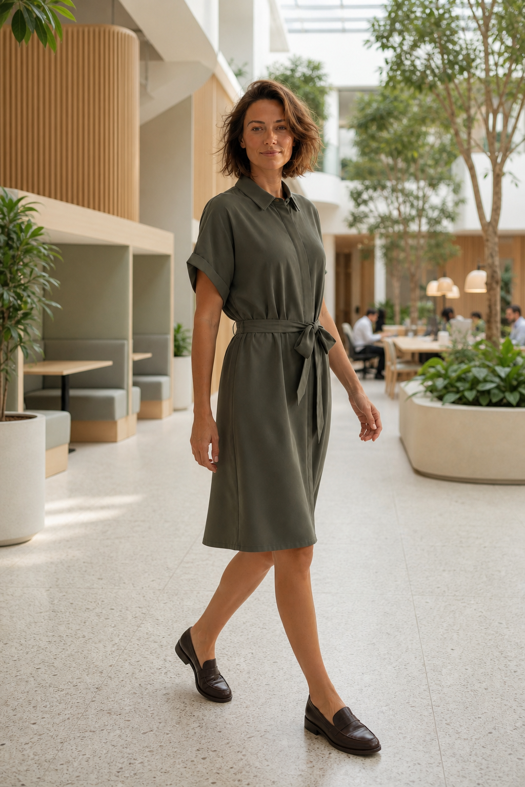Vero Moda VMEASY JOY Hemdblusenkleid – Khaki