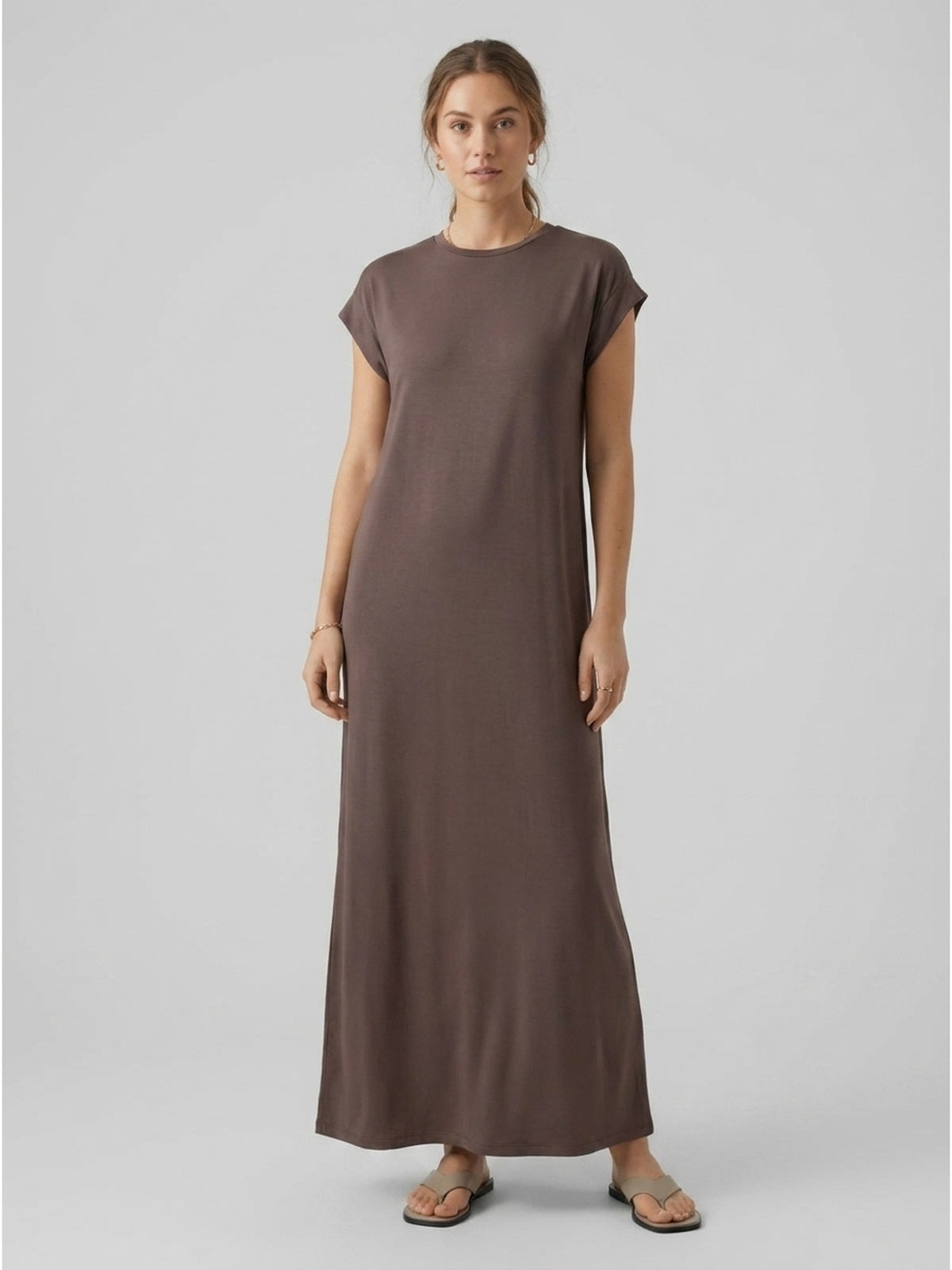 PIECES PCANDORA Damen-Maxikleid mit kurzen Ärmeln