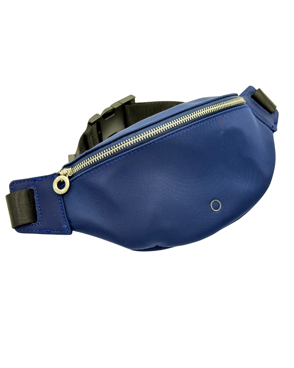 O bag Belt Bag – Marineblaue Bauchtasche mit schwarzem Riemen
