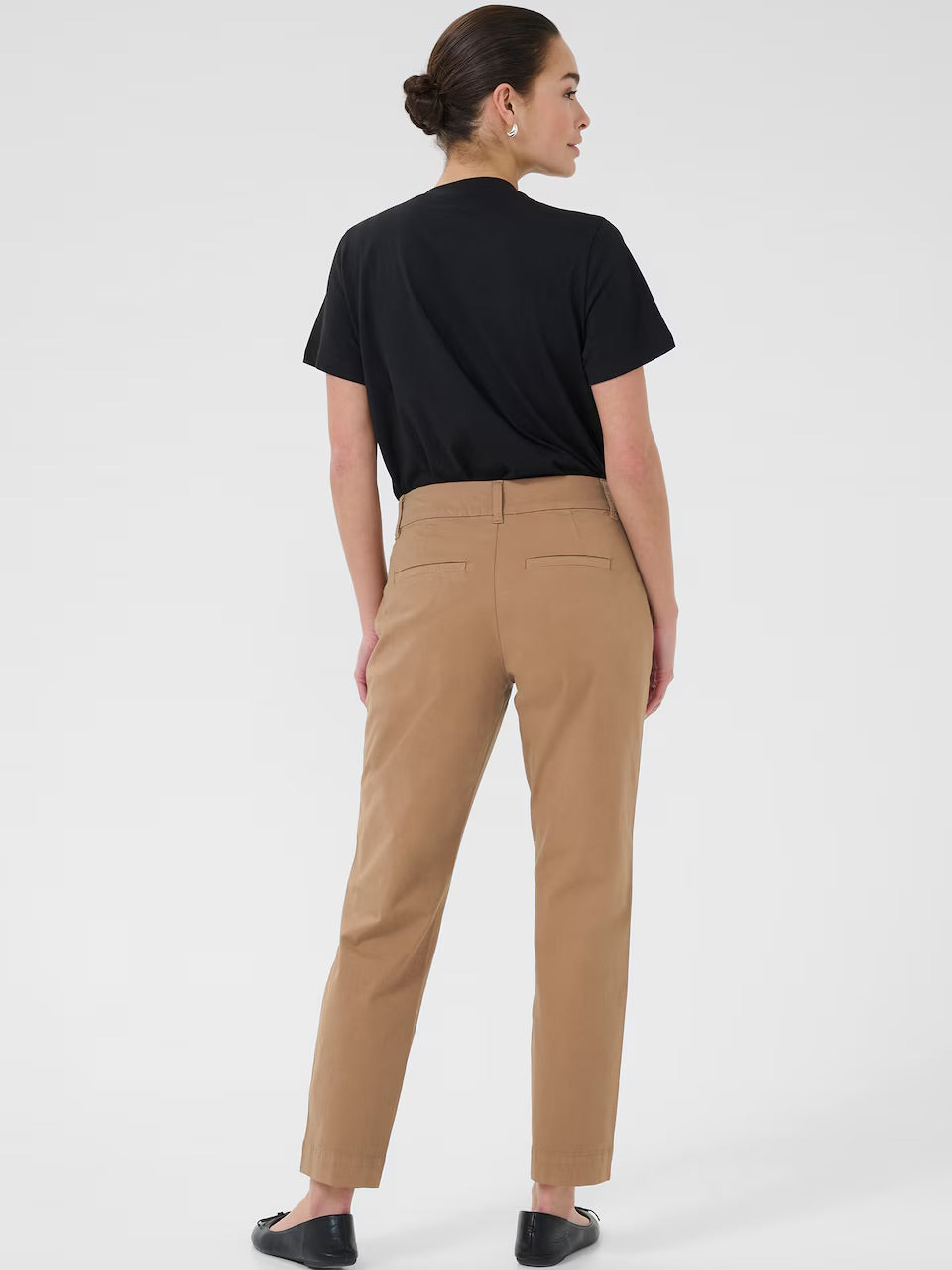 Kaffe KAmette Camel Chino-Hose – High Waist Gürtelschlaufen Bundfalten Knöchellang | Damen