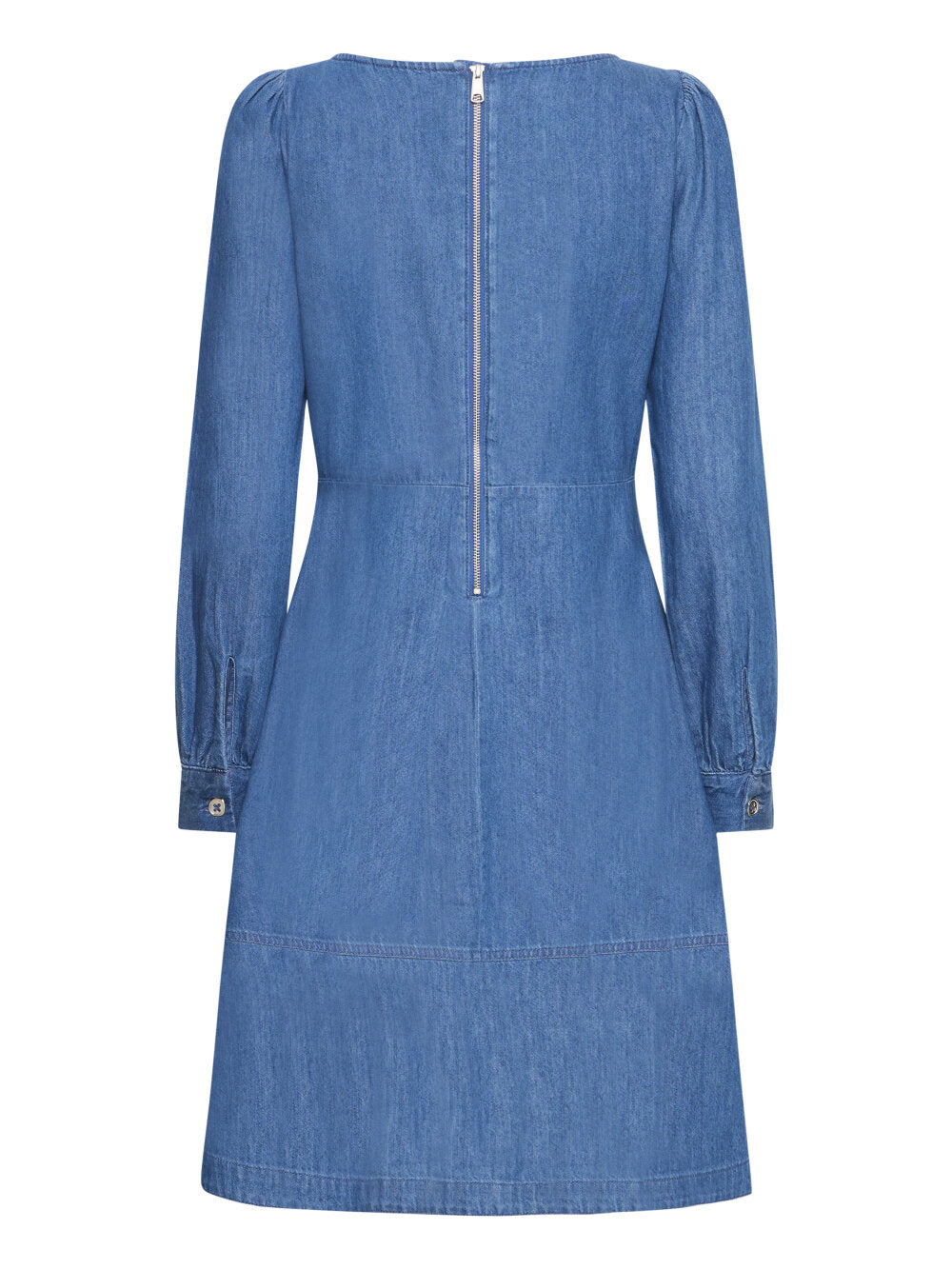 b.young Bykairon Chambray Denim A-Linien-Kleid - Mittelblau