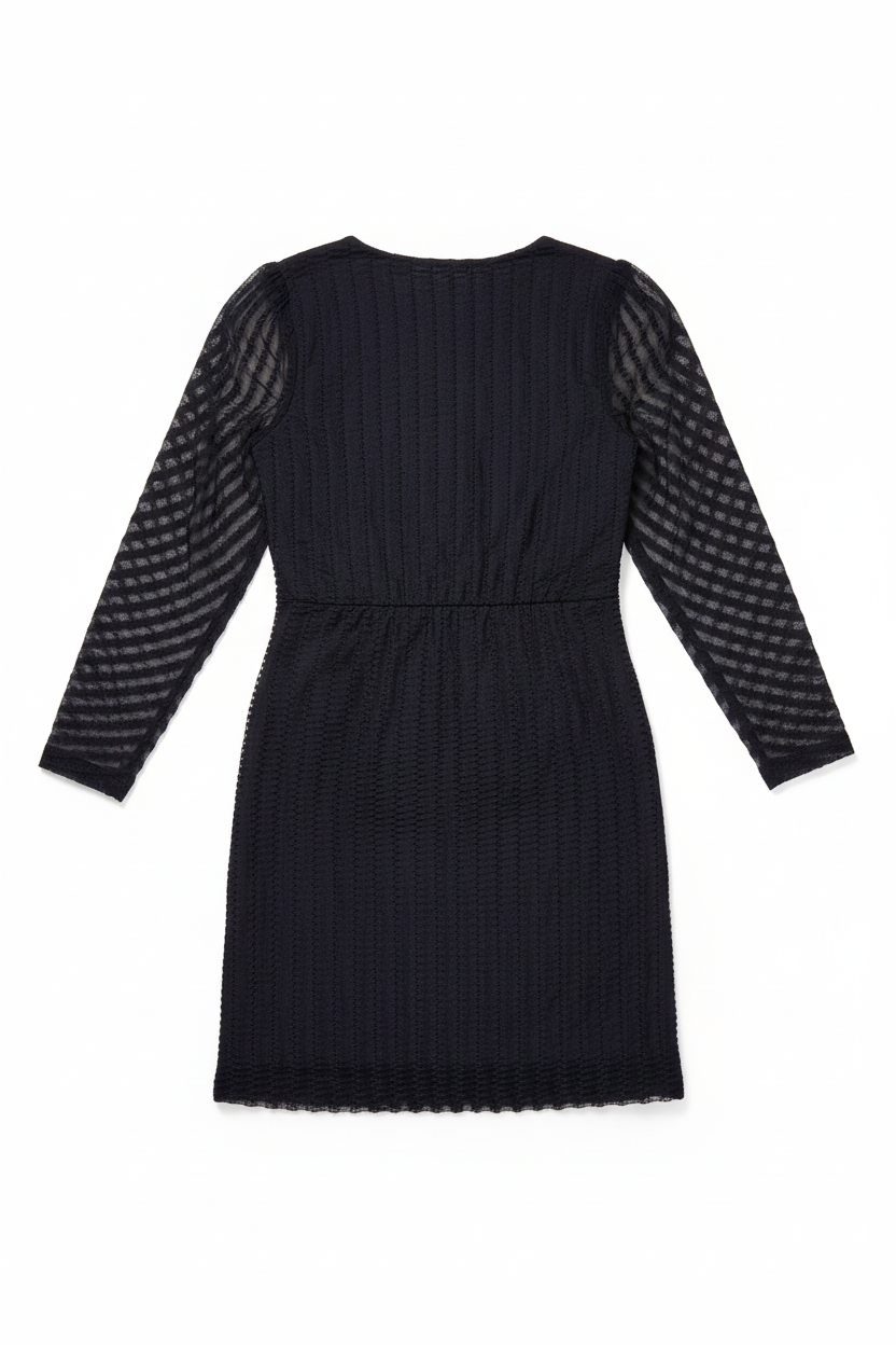 Black dress back flat lay