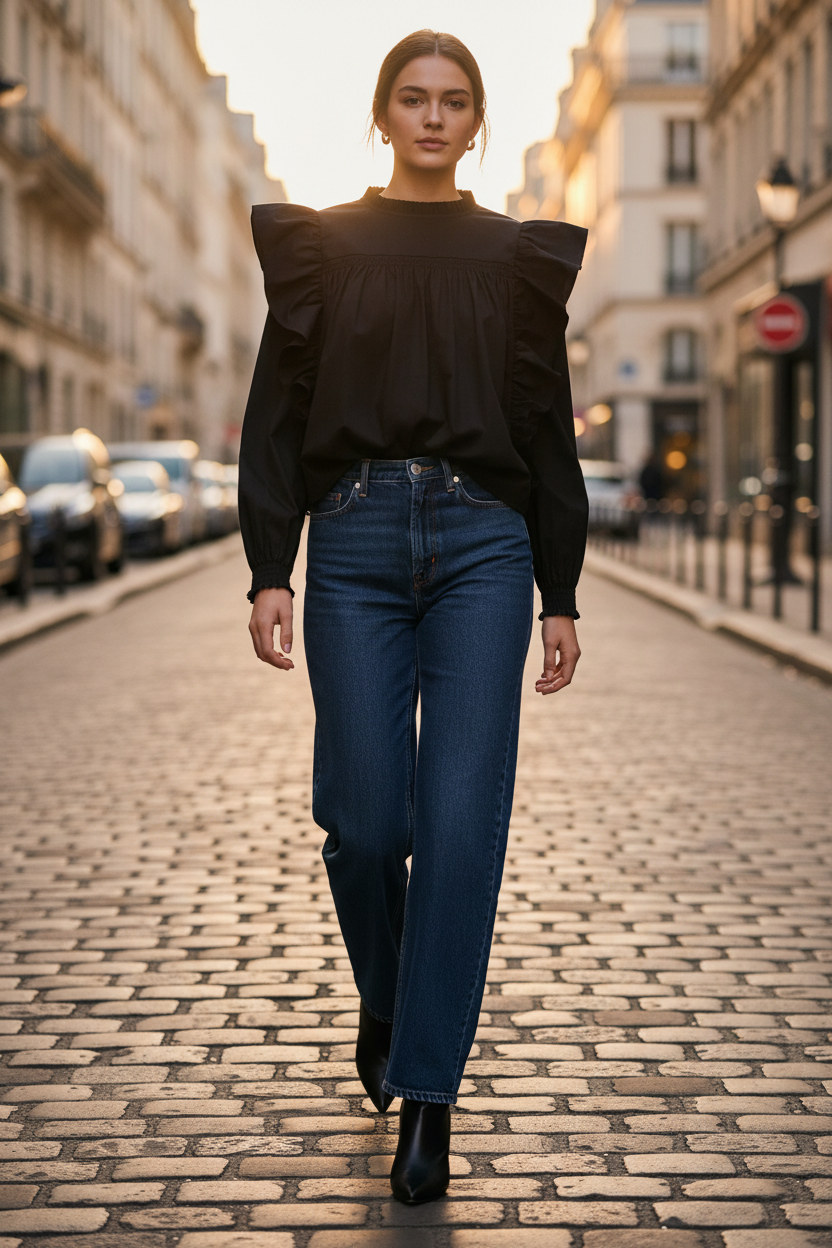 Cotton Crisp Frill Blouse – Párizs