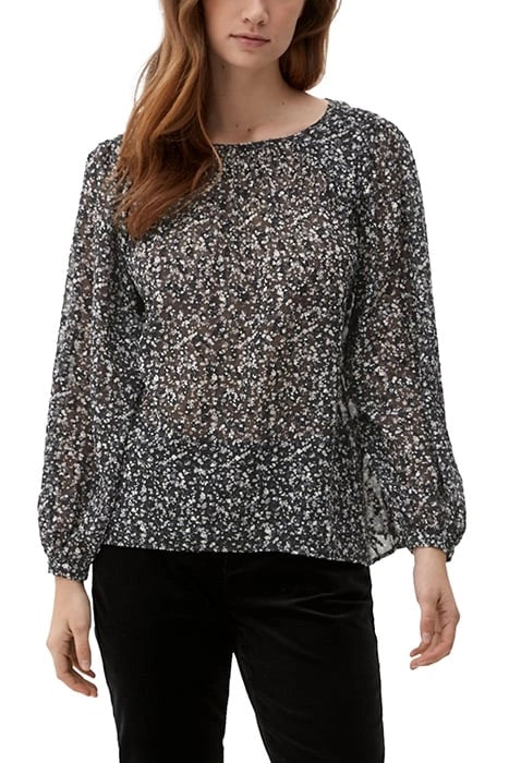 s.Oliver Blumenbluse – Grau/Schwarz