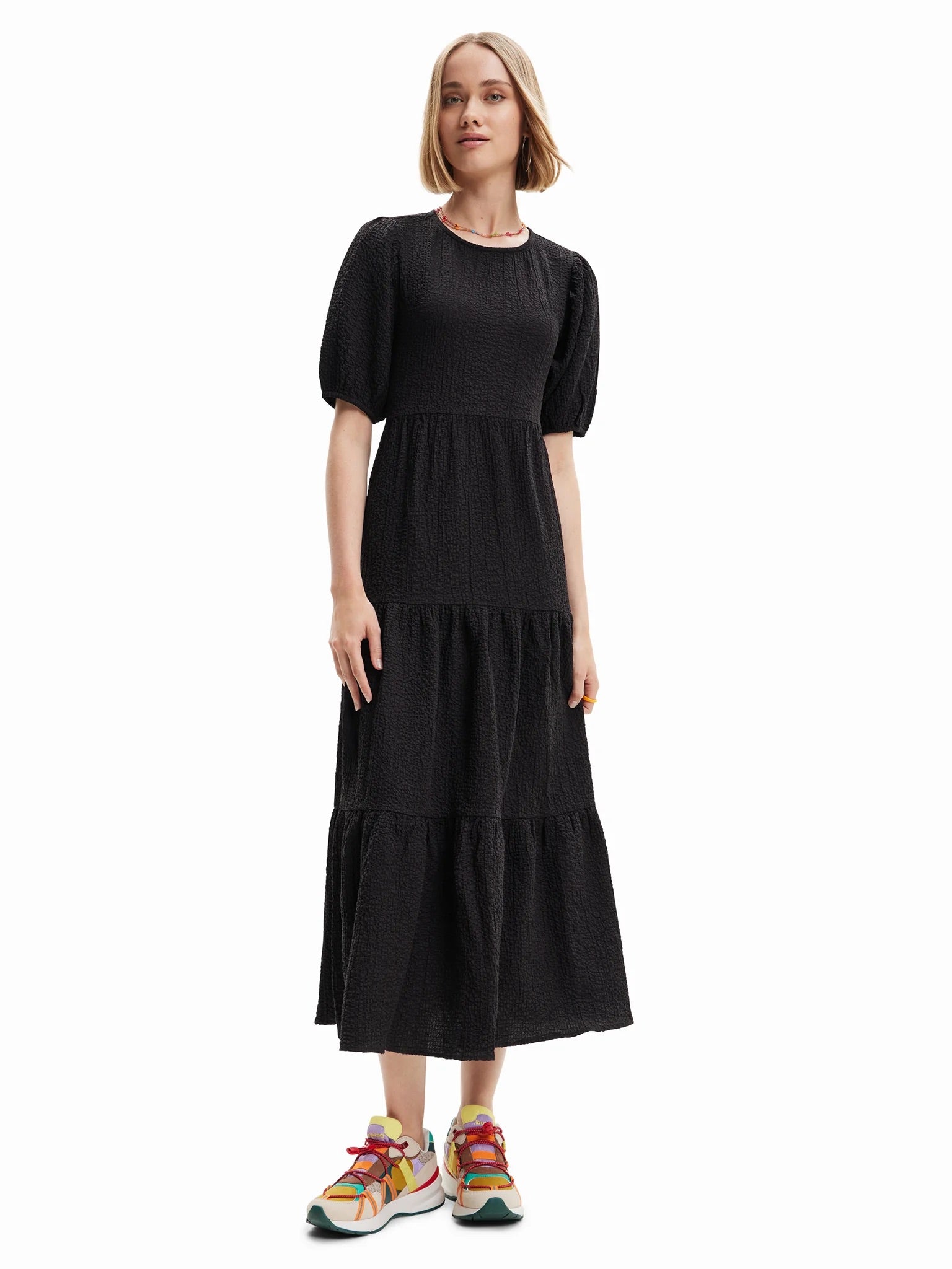 Desigual Wendbares Midi-Kleid mit Stufen und Rückenausschnitt