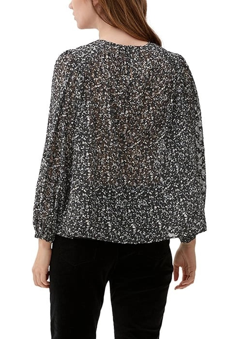s.Oliver Blumenbluse – Grau/Schwarz