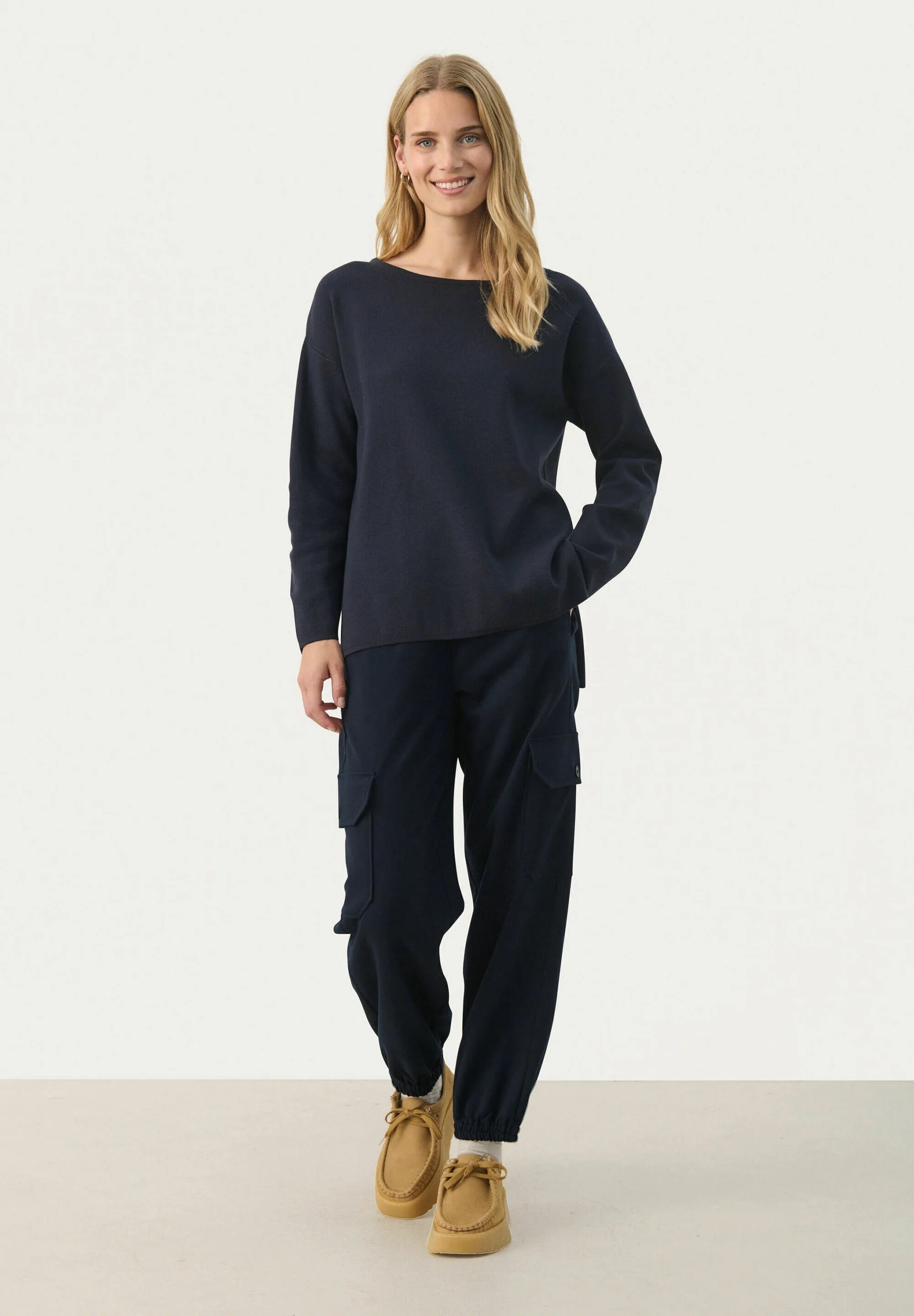 Part Two Klarra Pullover – Dunkelblauer Oversize-Pullover
