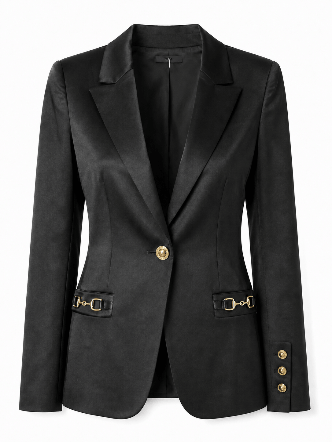 Marciano by Guess Satin Finish Blazer – Black, women's fashion, designer clothing, stylish blazer, premium brands.