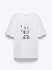 InWear Grafik-T-Shirt – Weiß mit silbernem Folienprint