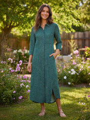 ICHI Kleid – Grüner geometrischer Druck