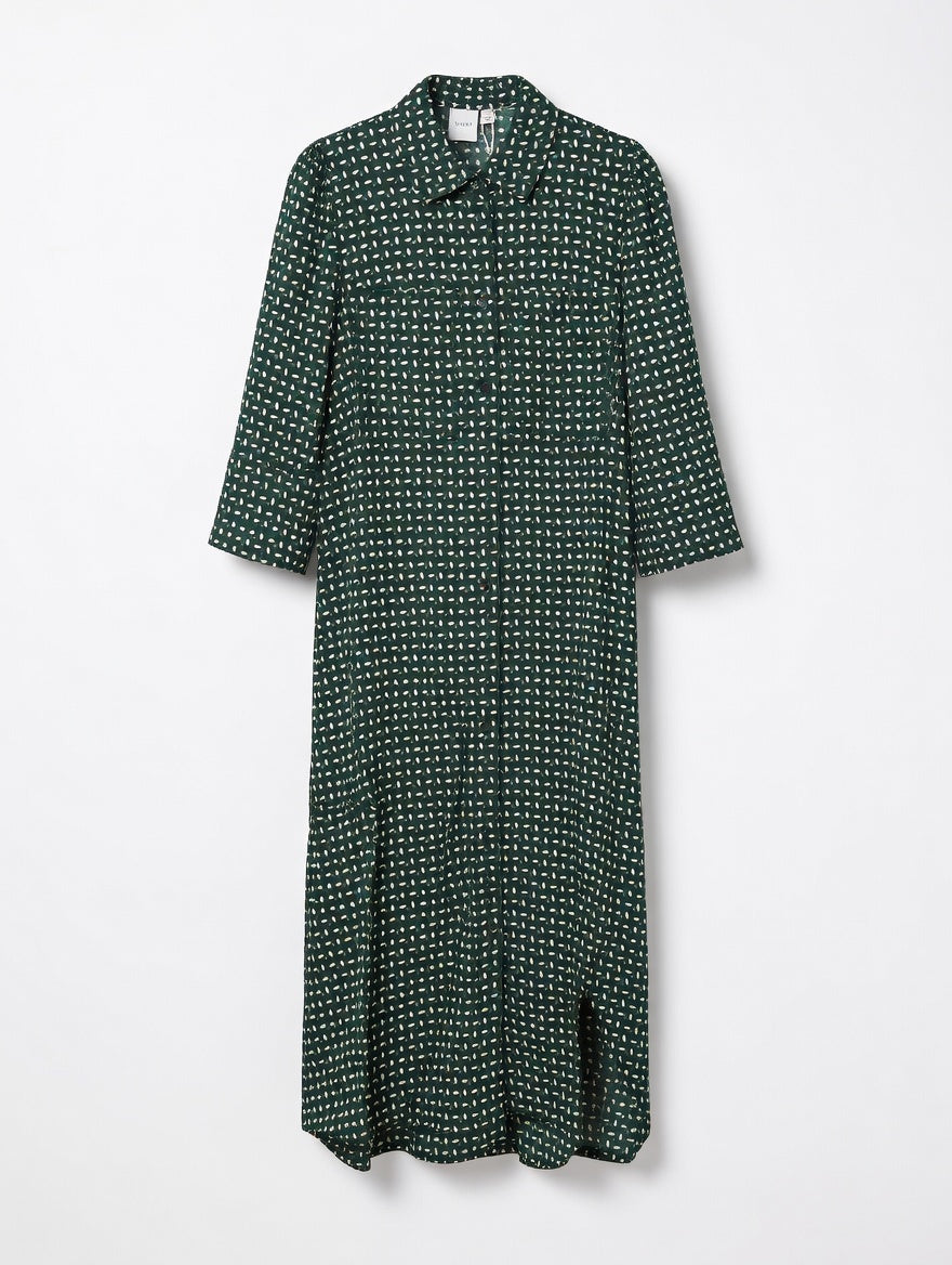 ICHI Kleid – Grüner geometrischer Druck