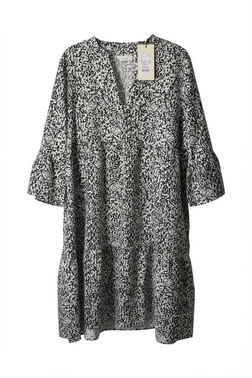Kaffe KAbrilla Kleid – Schwarz-Weiß-Print | Midi-Kleid für Damen