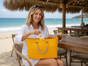 O bag Strandtasche mit Innentasche und Seilgriffen – Gelb
