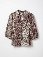 ICHI Bluse Filippa mit Leopardenmuster - Beige Rosa