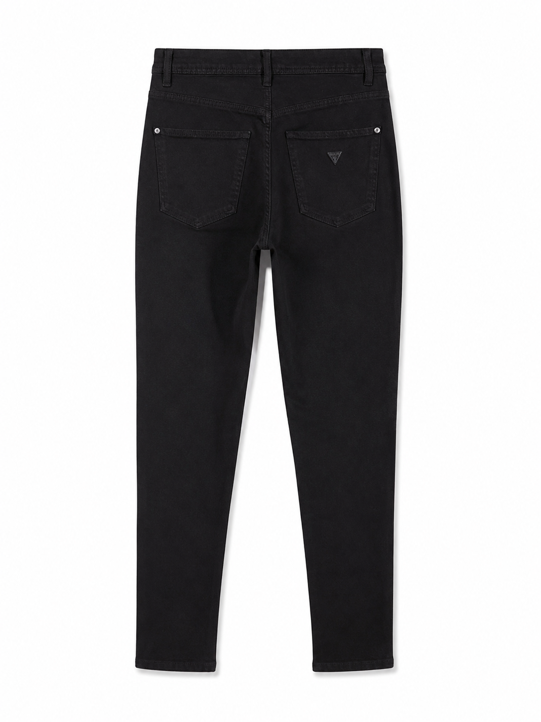 Guess High Rise Skinny Black Jeans – Dekorative silberne Knöpfe | Damen