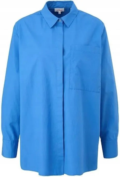 s.Oliver RED LABEL Baumwollhemd mit Brusttasche - Königsblau