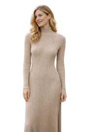 InWear Rippstrick-Midikleid mit Rollkragen – Beige