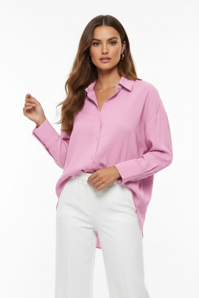 Sorbet Oversized Leinenhemd - Begonienrosa